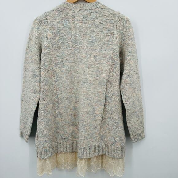 Logo by Lori Goldstein Crew Neck Tunic Feminine Sweater w/ Lace Hem Womens 2XS - Picture 10 of 11